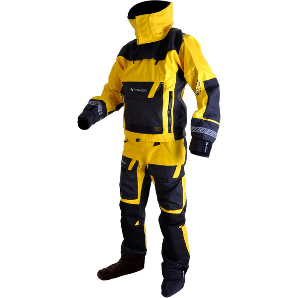 2019 Typhoon PS330 Xtreme Kayak / Ocean Drysuit + Con Zip Yellow / Black 100160